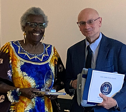 from left honore Carmen McGill, on right NHR Executive Director Sam Laganaro.